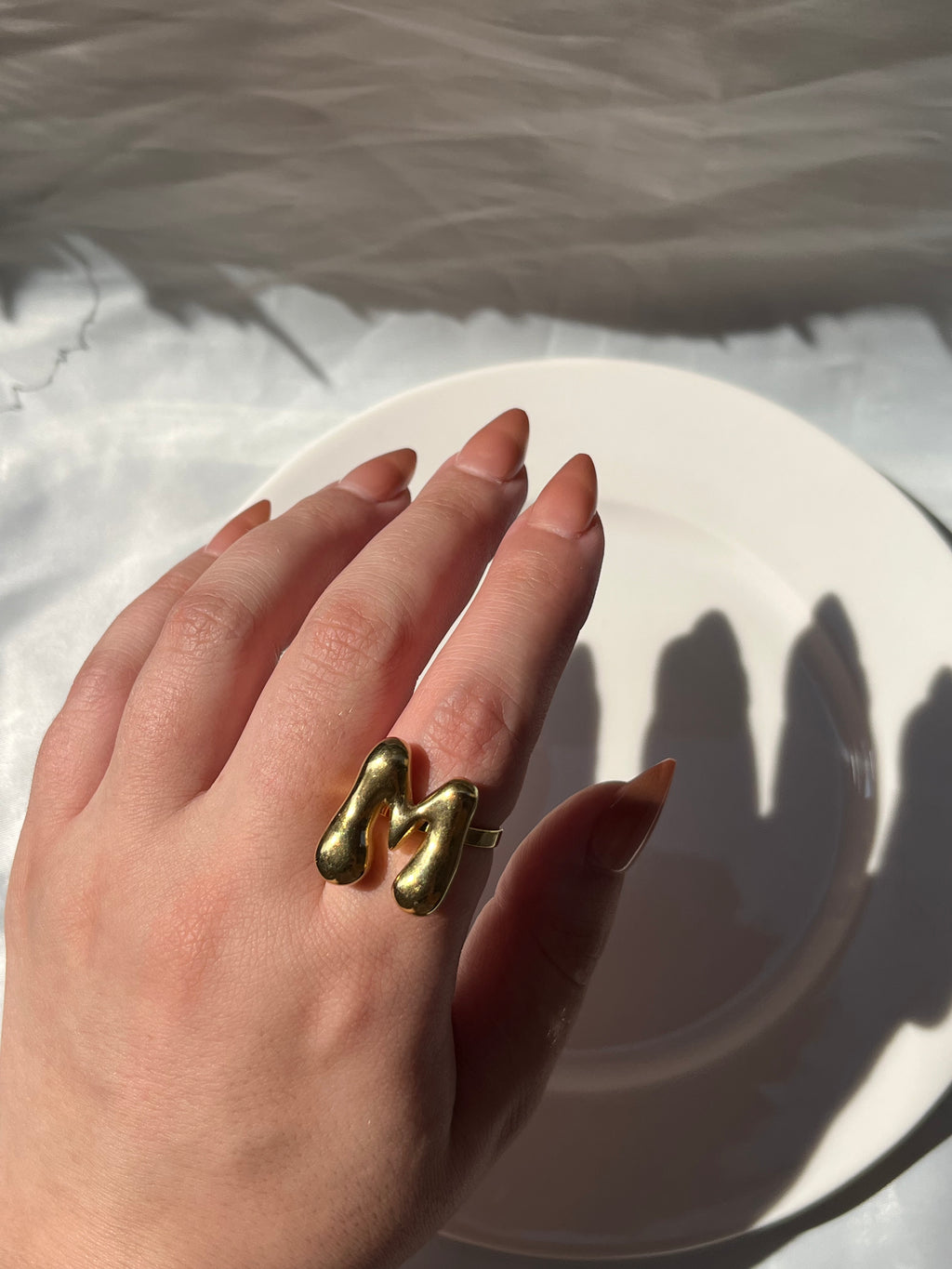 Gold Letter M Ring – Stainless Steel