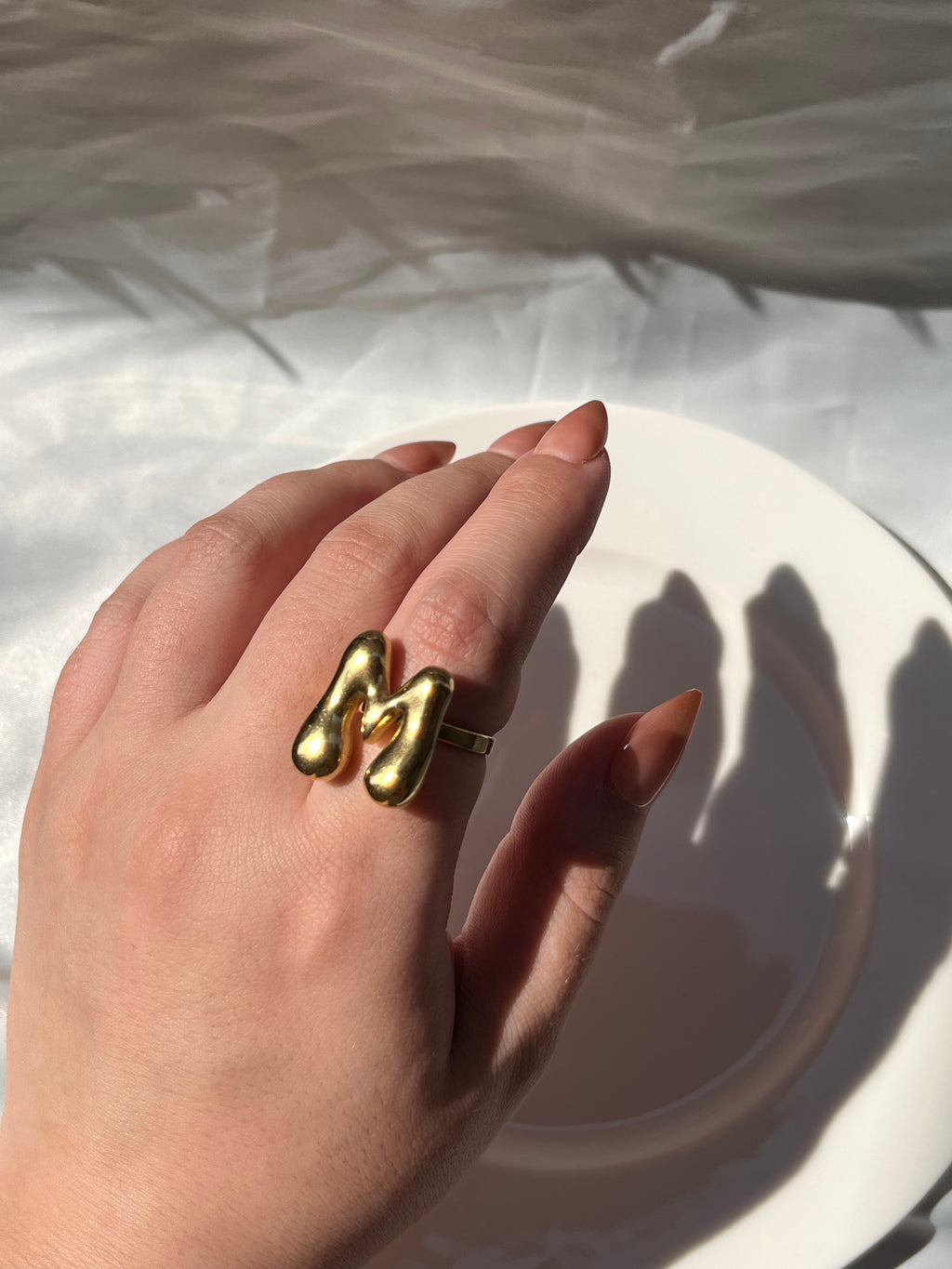 Gold Letter M Ring – Stainless Steel