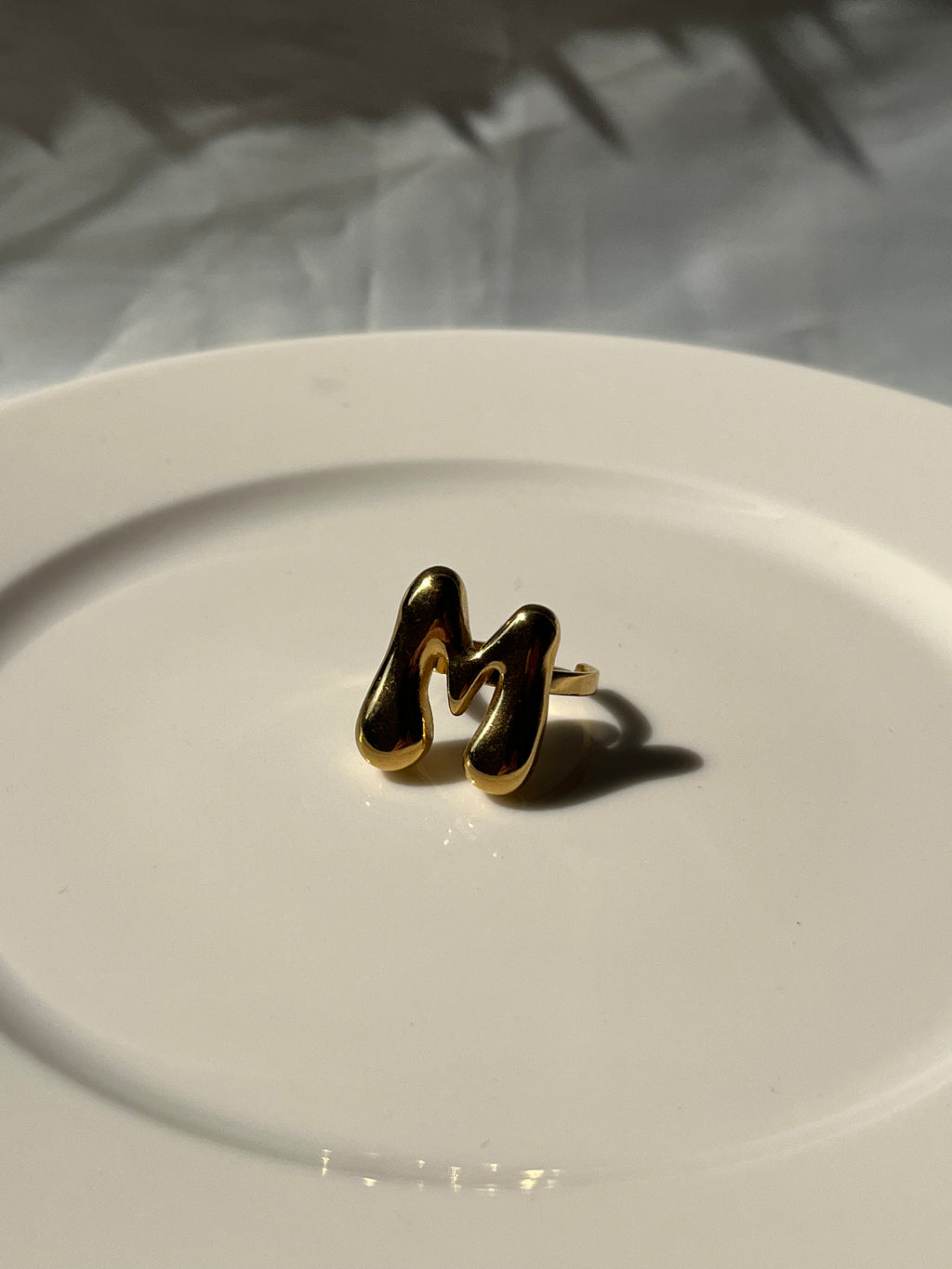 Gold Letter M Ring – Stainless Steel