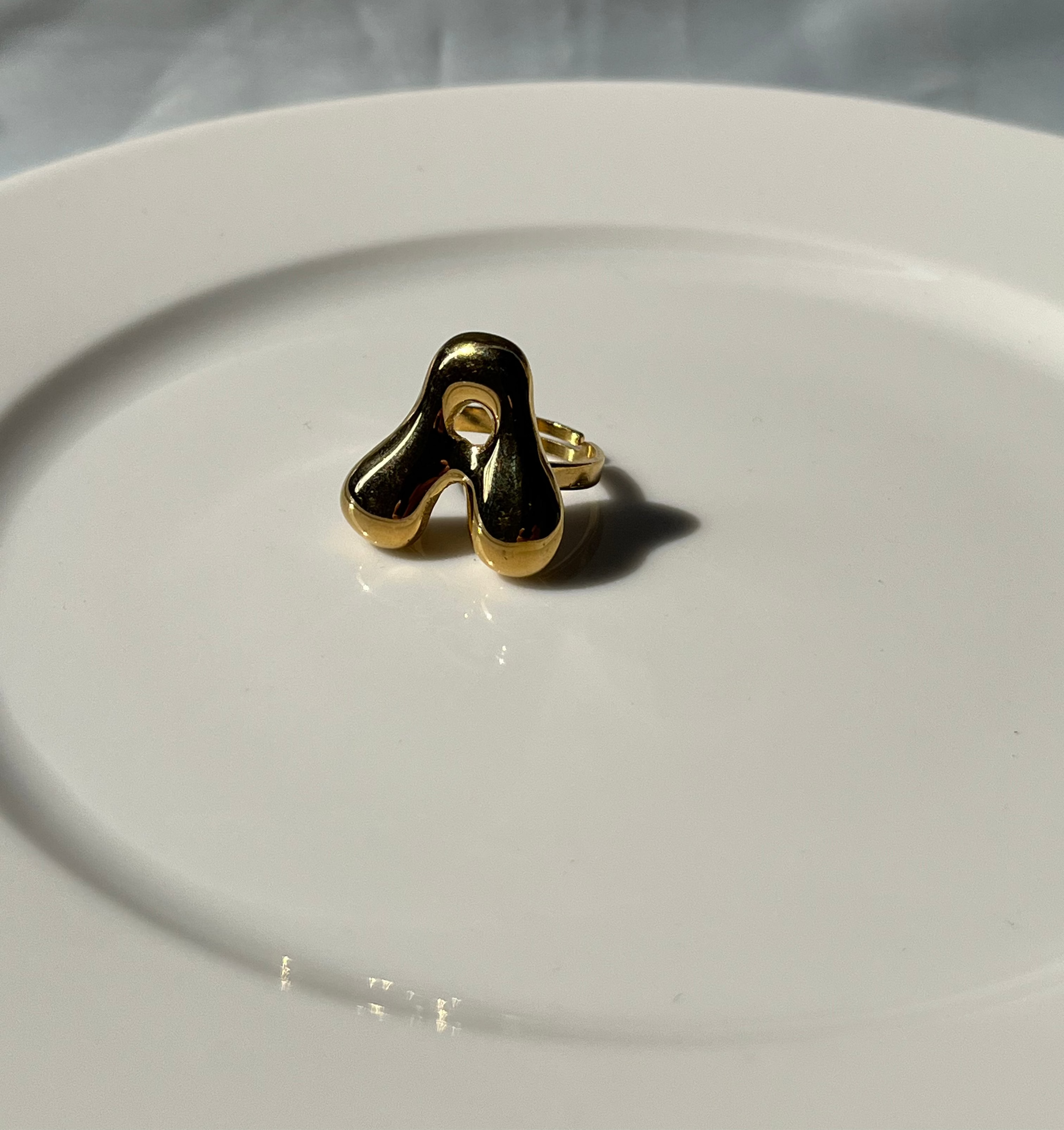 Gold Letter A Ring – Stainless Steel