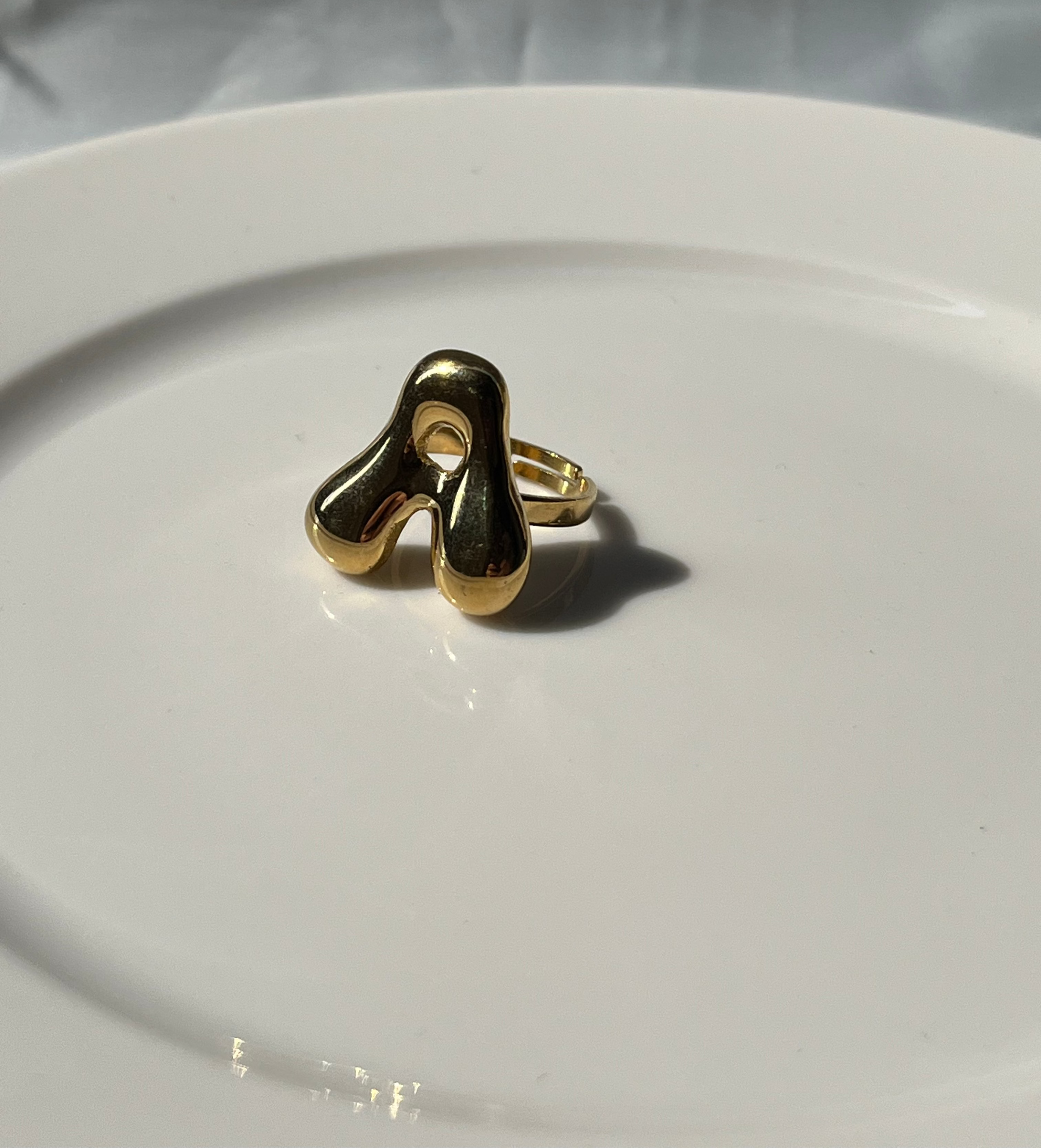 Gold Letter A Ring – Stainless Steel