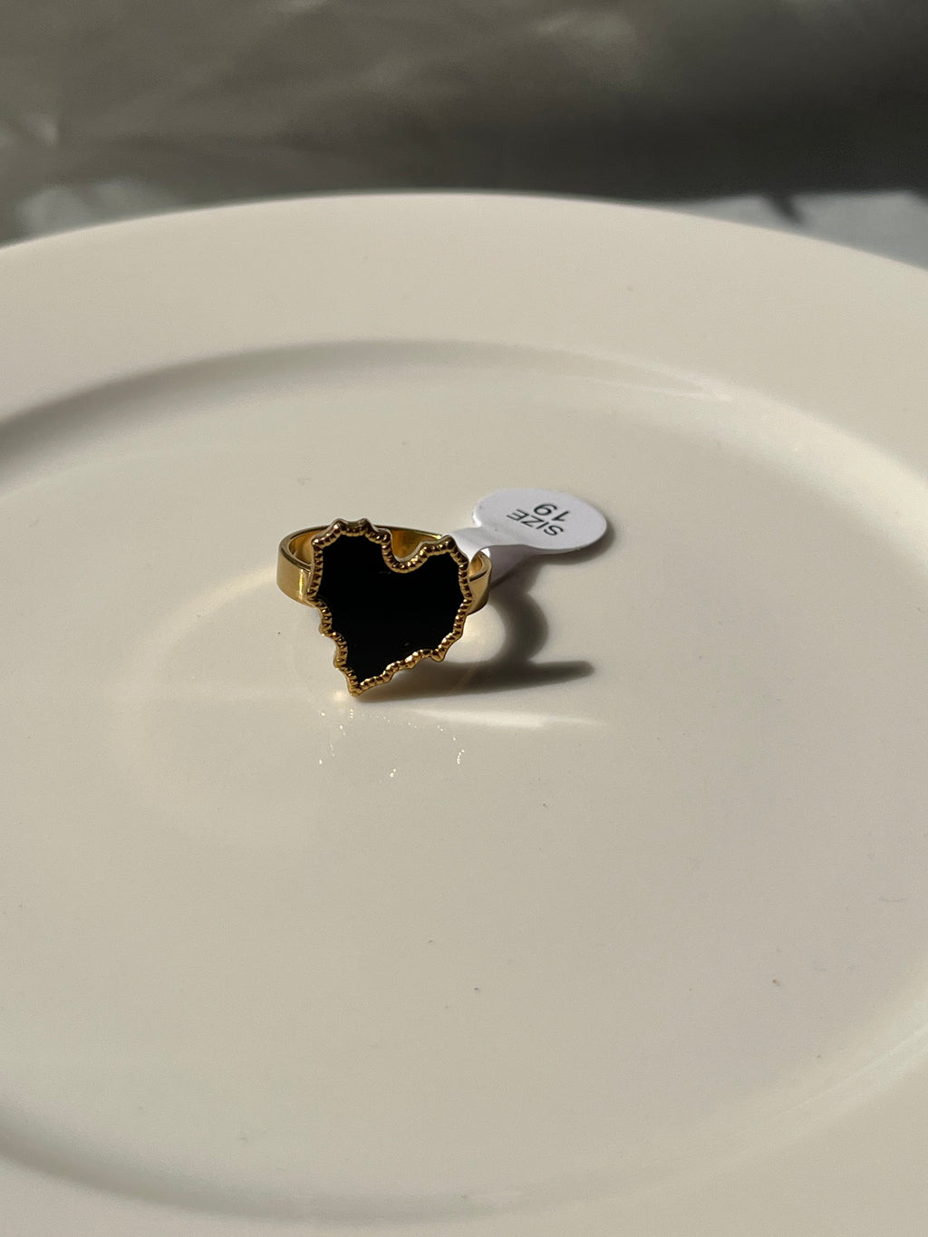 Black Shell Heart Ring – Stainless Steel & Natural Shell
