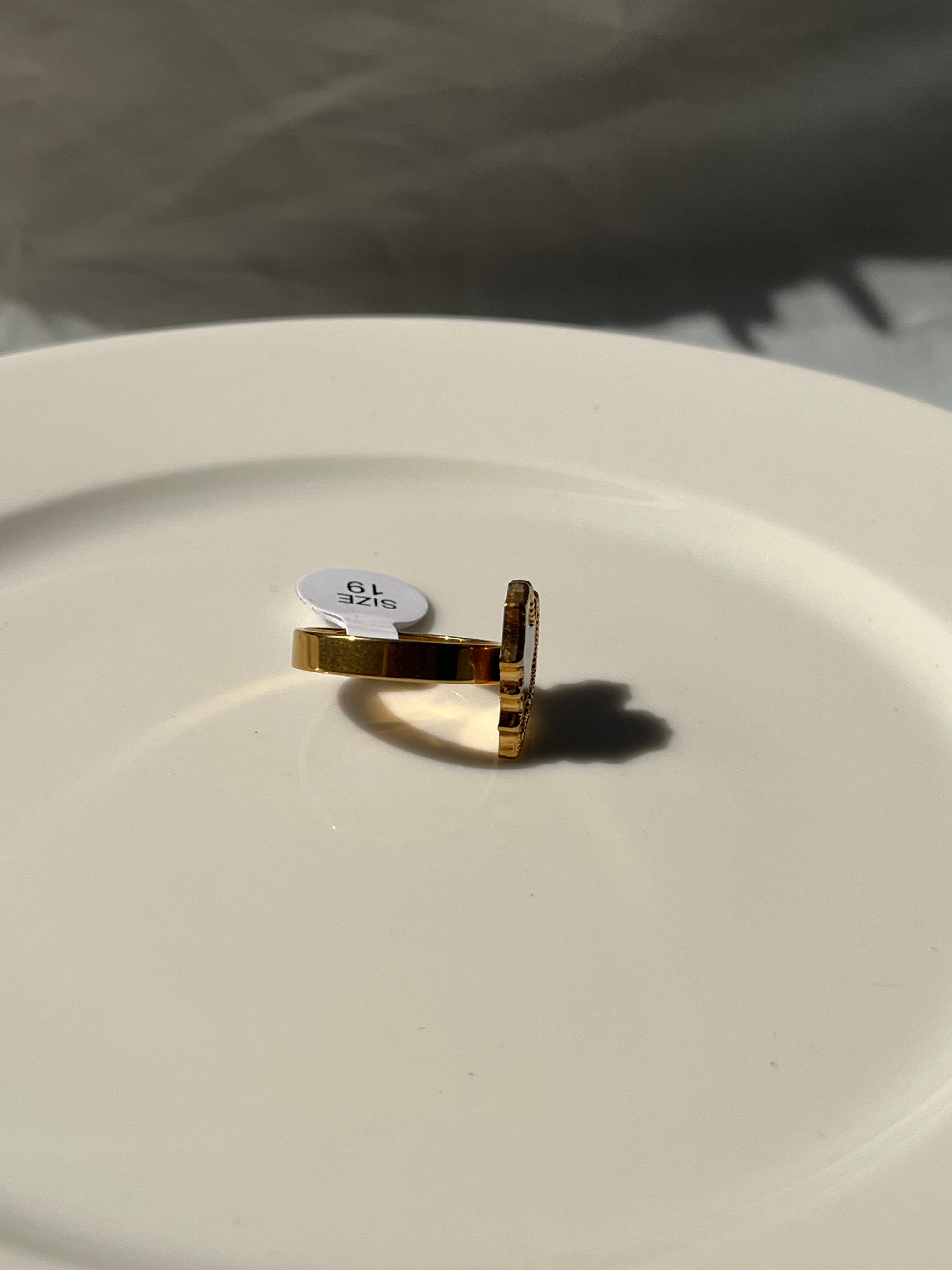 Black Shell Heart Ring – Stainless Steel & Natural Shell