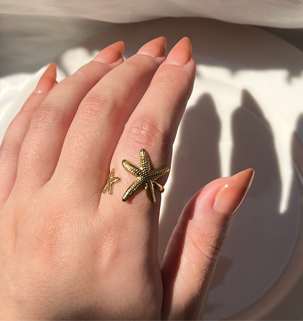 Gold Double Sea Star Ring – Stainless Steel