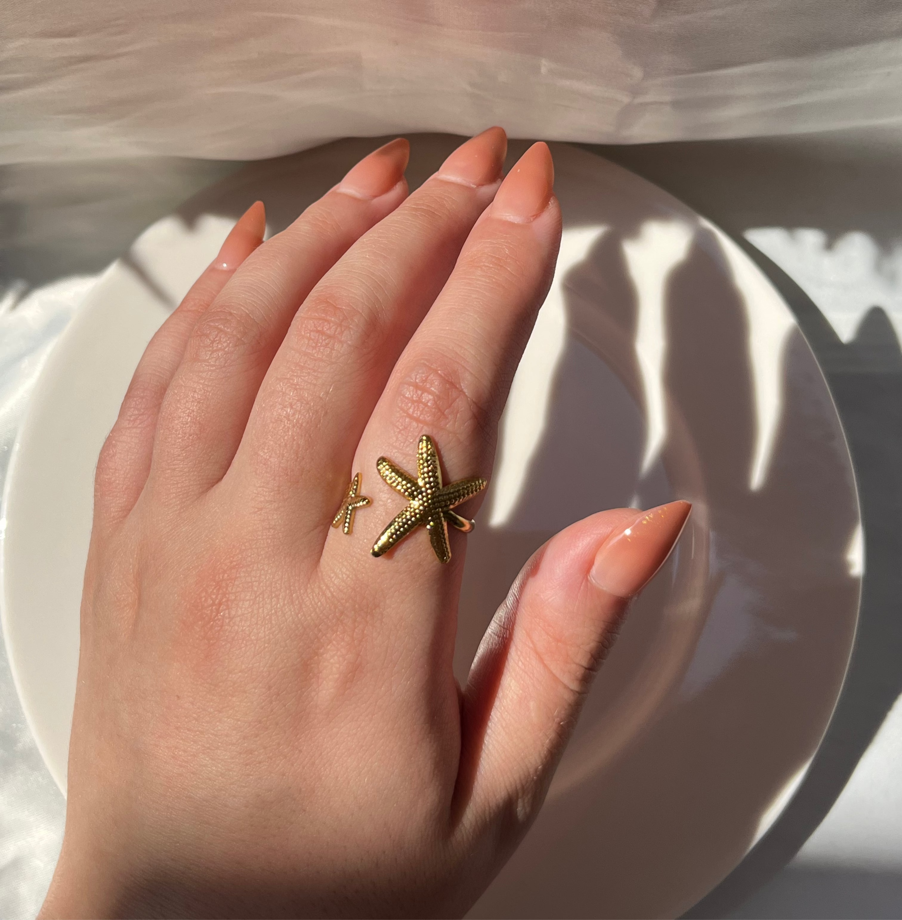 Gold Double Sea Star Ring – Stainless Steel