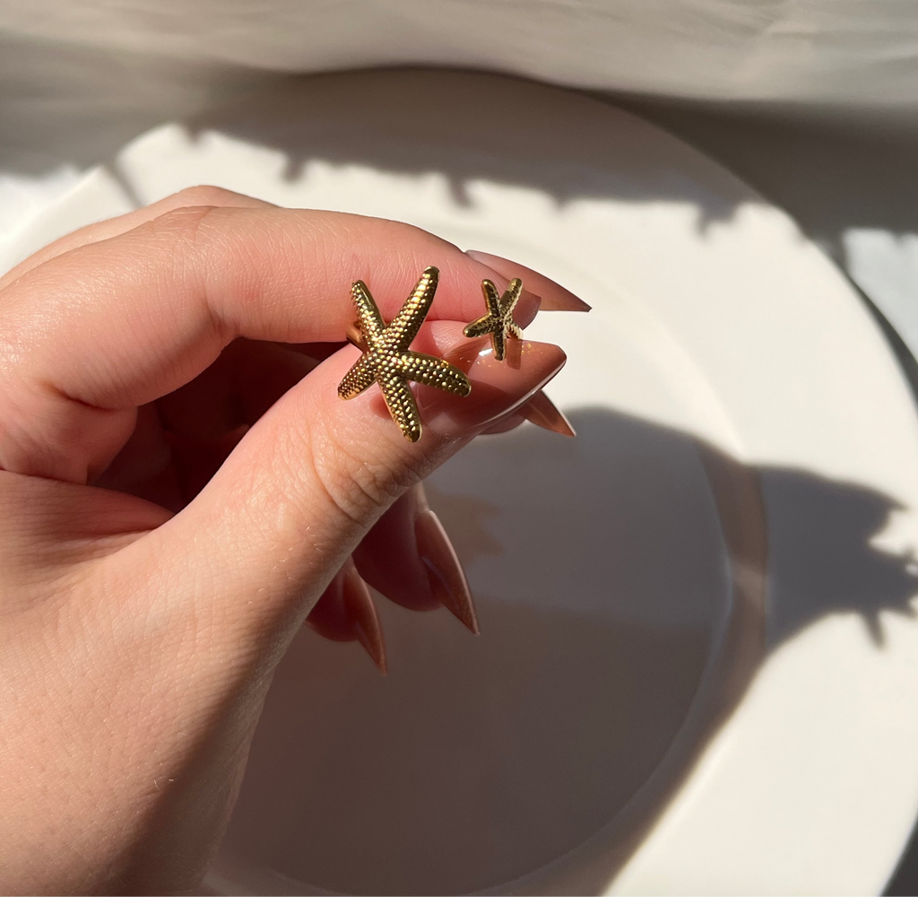 Gold Double Sea Star Ring – Stainless Steel