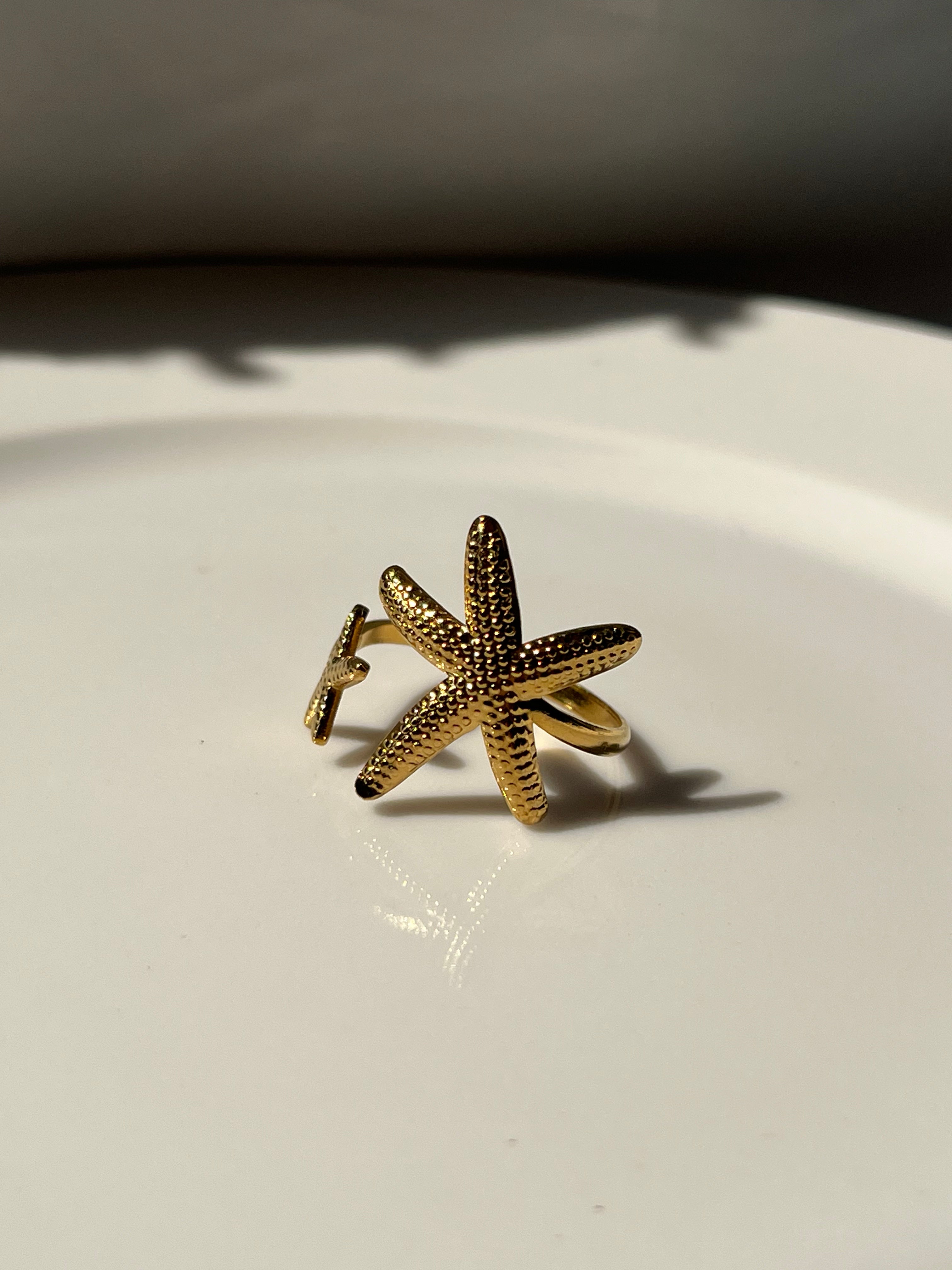Gold Double Sea Star Ring – Stainless Steel