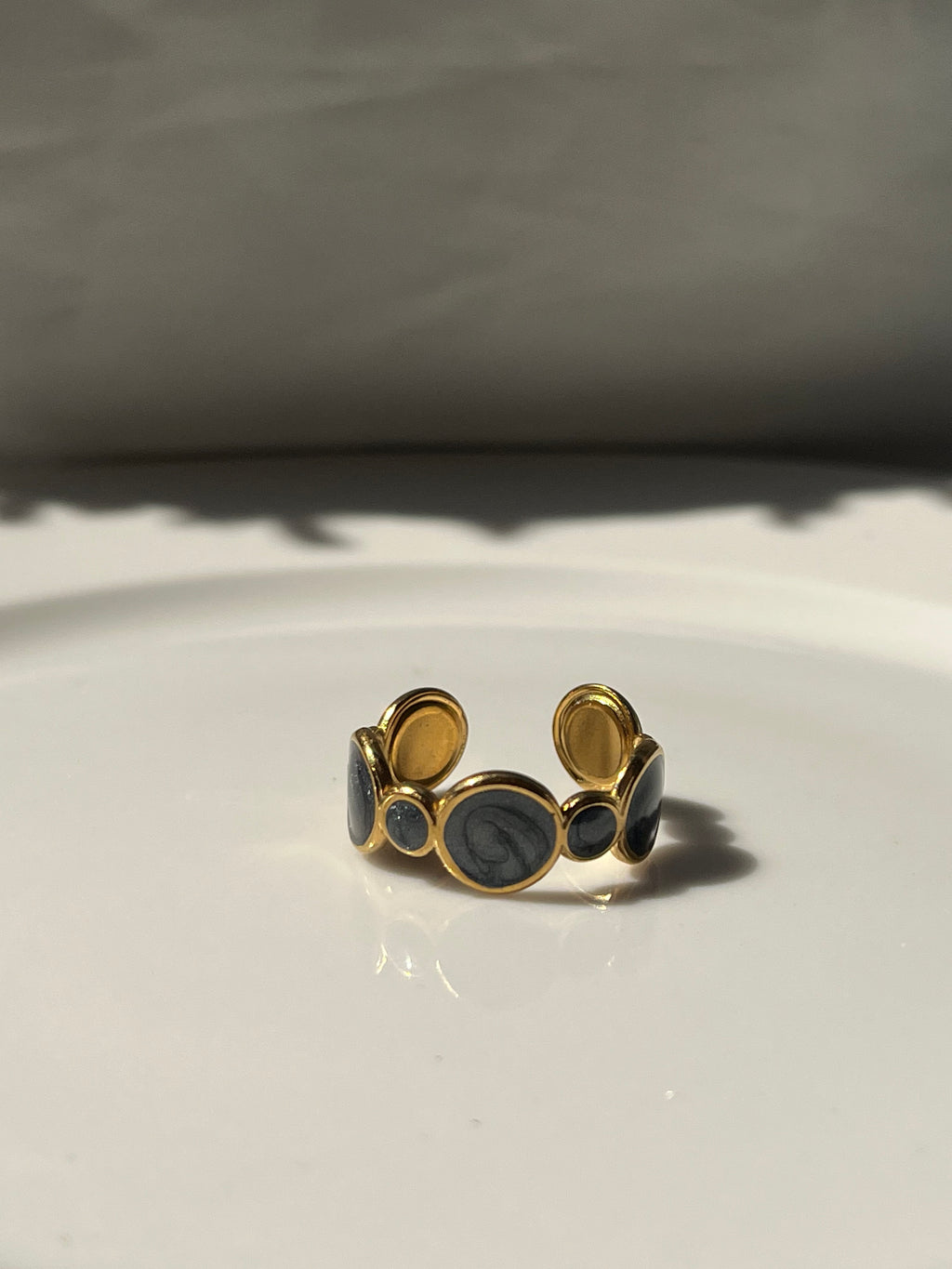 Black Resin Ring with Circles