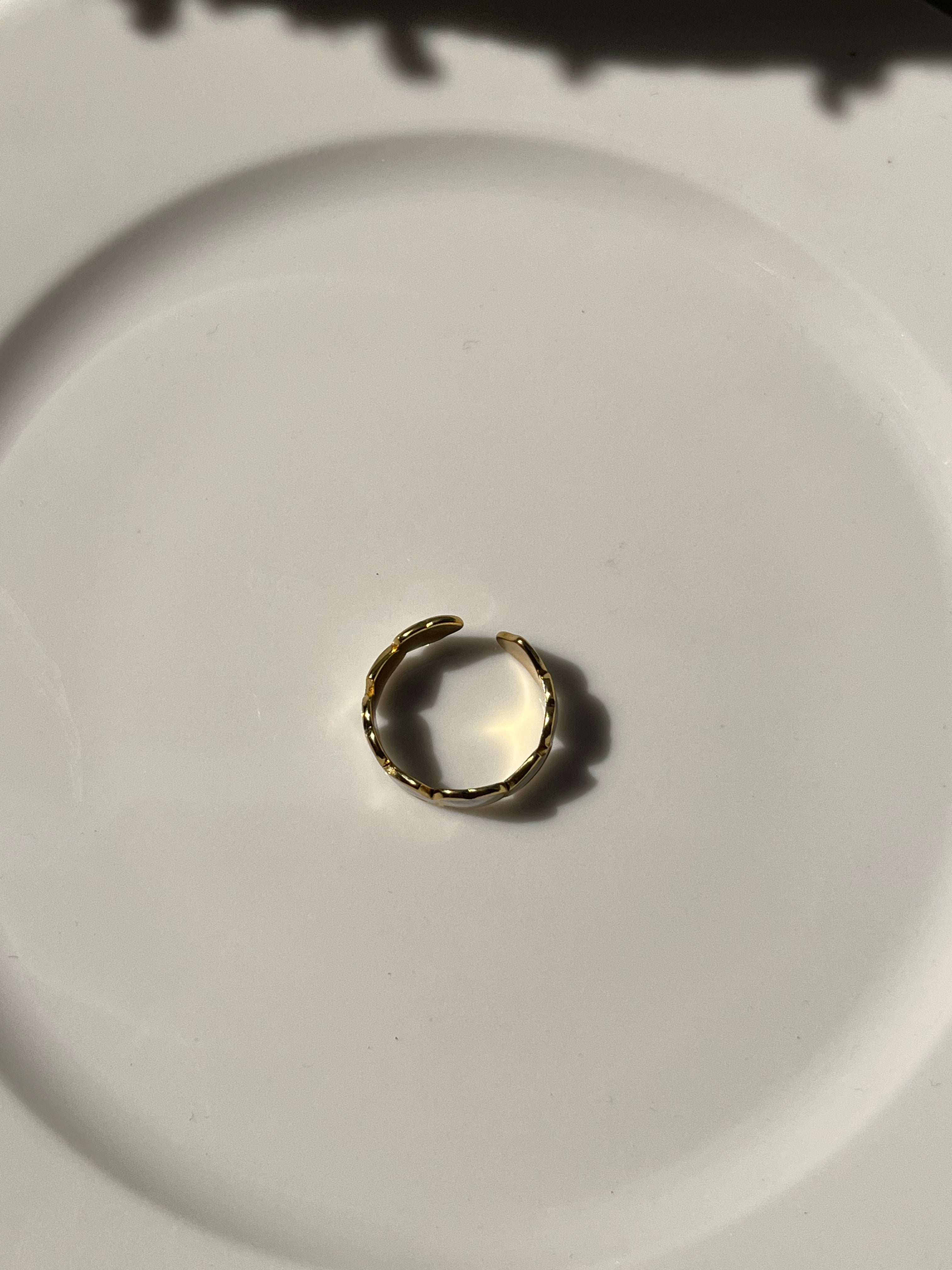 White Resin Ring with Hearts