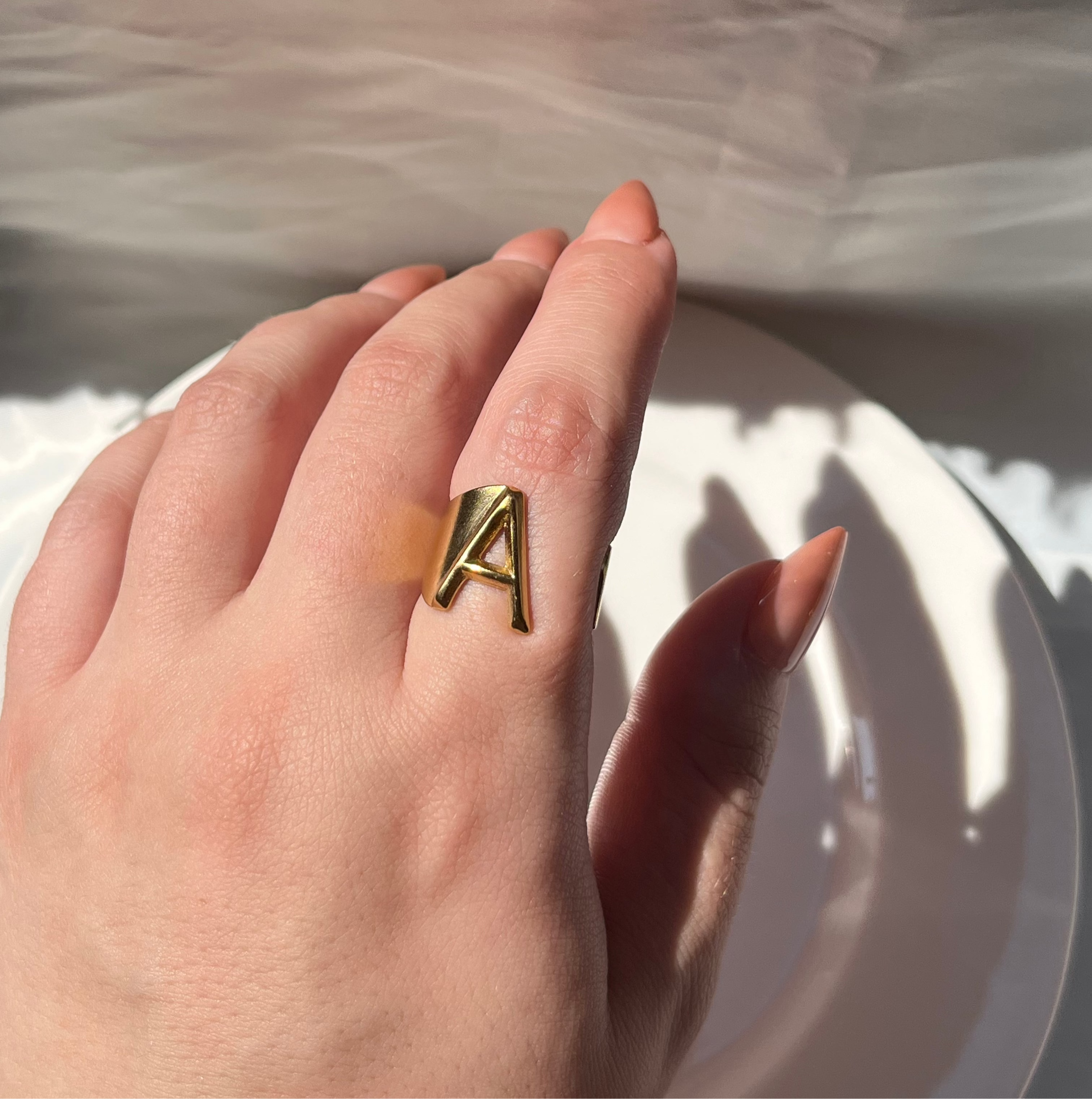 Gold Letter A Ring – Stainless Steel