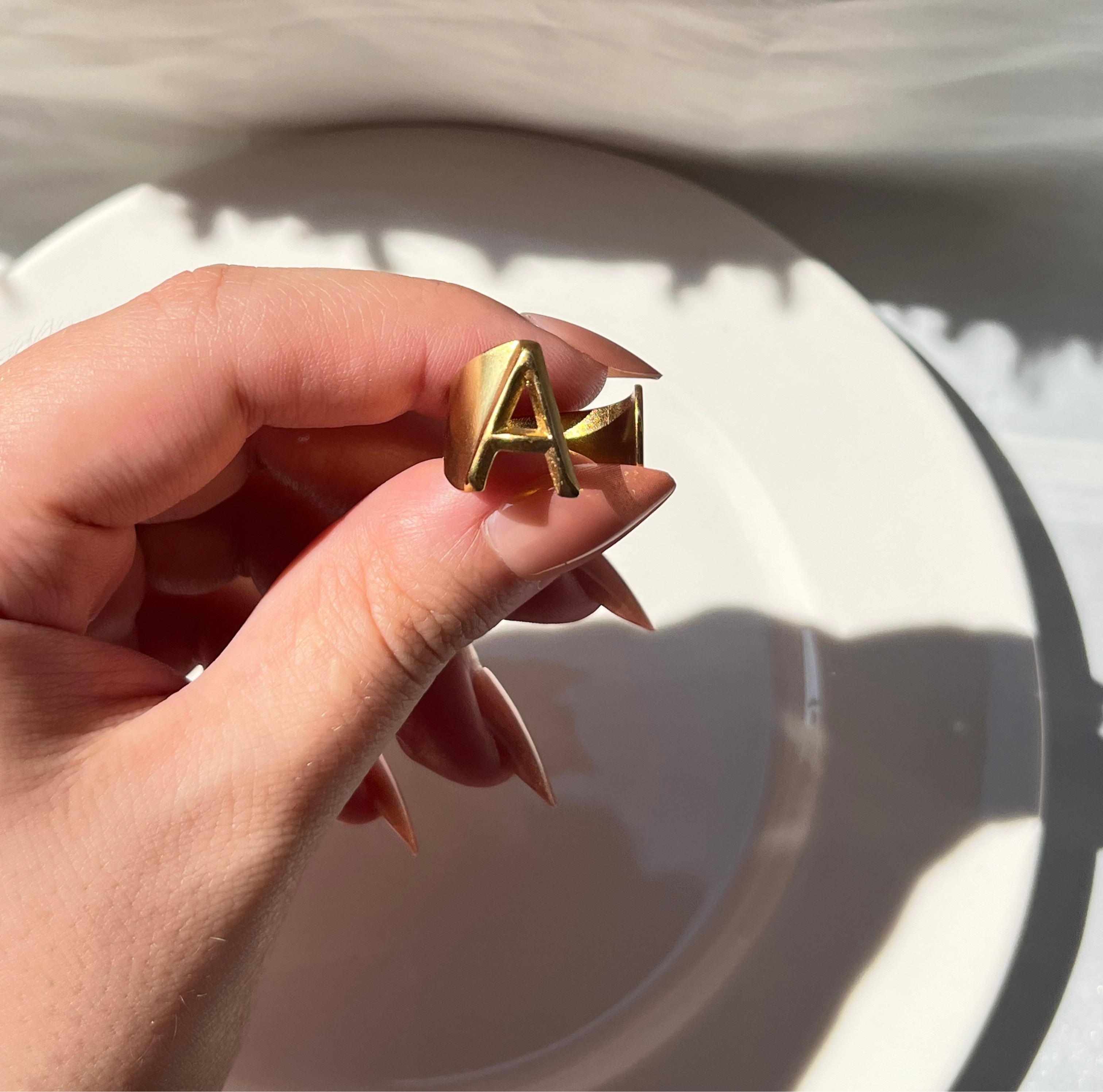 Gold Letter A Ring – Stainless Steel