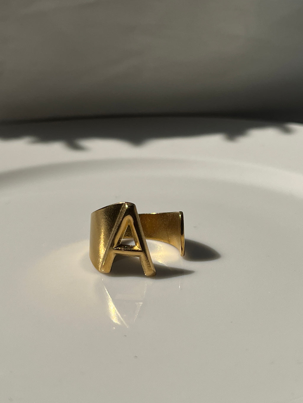 Gold Letter A Ring – Stainless Steel