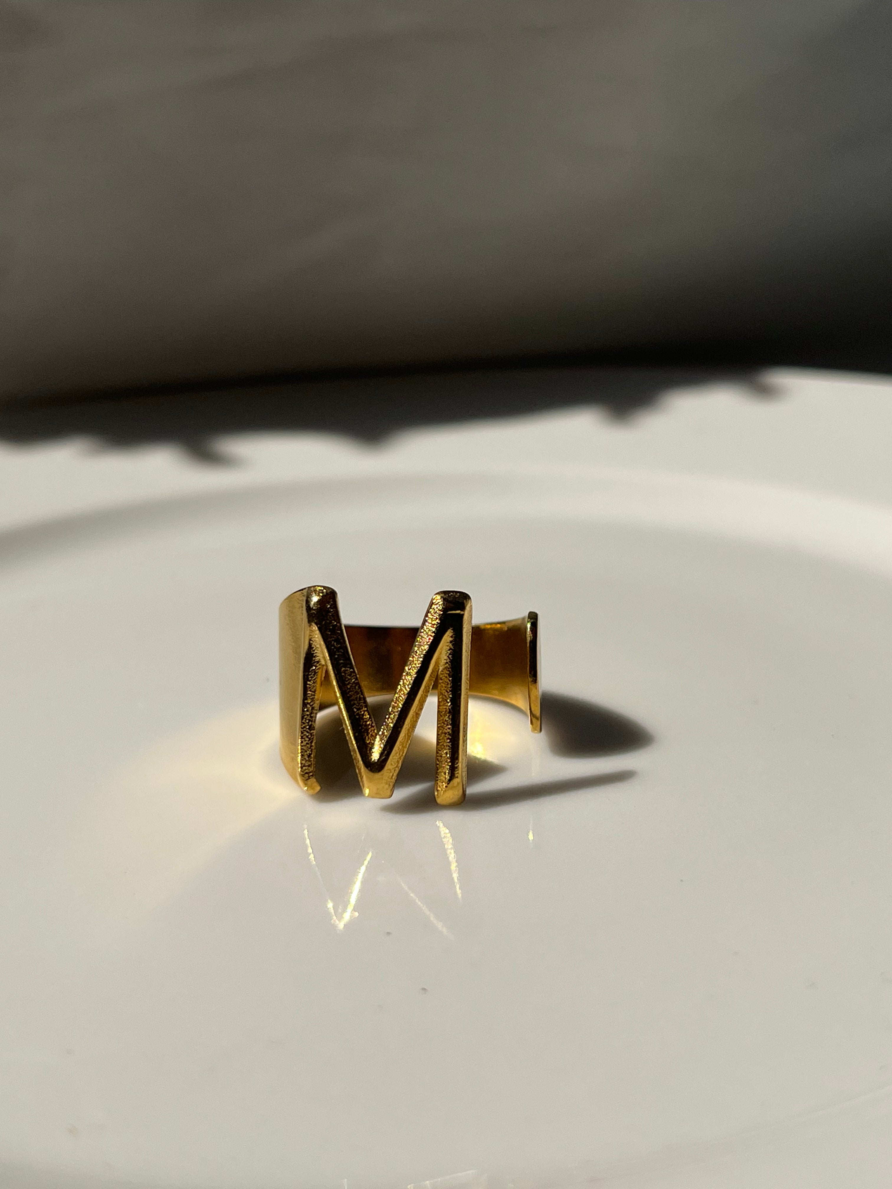 Gold Letter M Ring – Stainless Steel