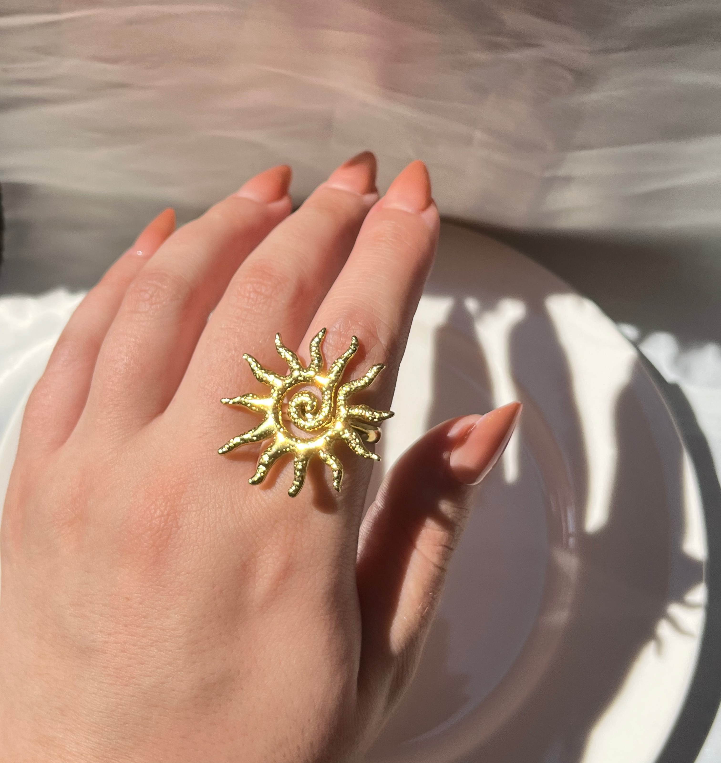 Gold Sun Ring – Stainless Steel