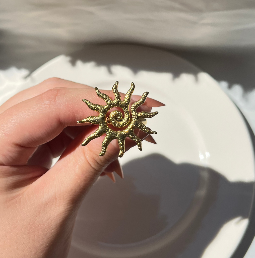 Gold Sun Ring – Stainless Steel