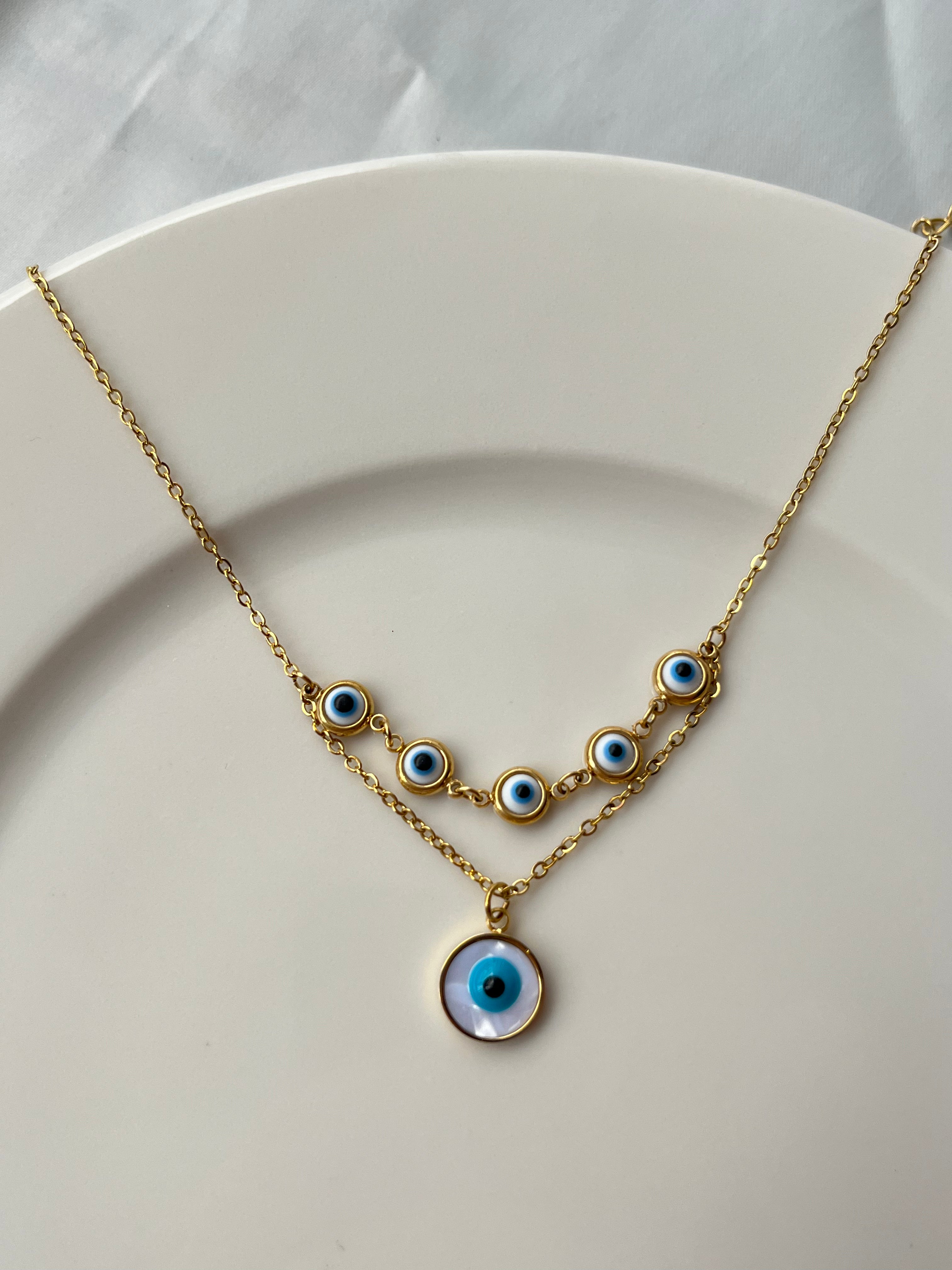 Premium Stainless Steel Anklet Blue Eye – Color-Stay Finish