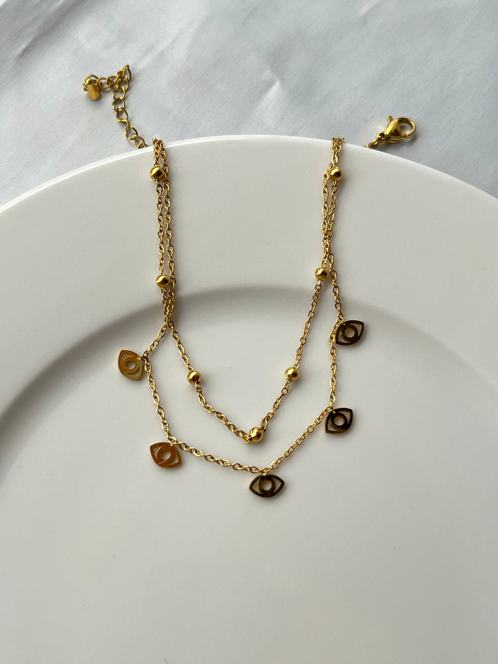 Double Layer Anklet – Eye & Beads