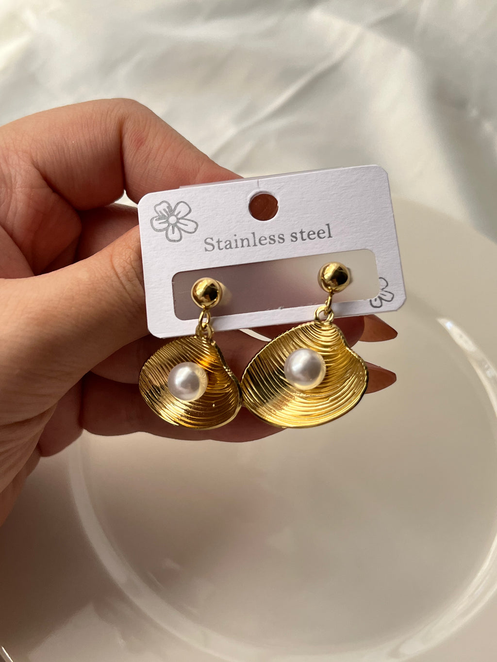 Lustrous Pearl Shell Earrings