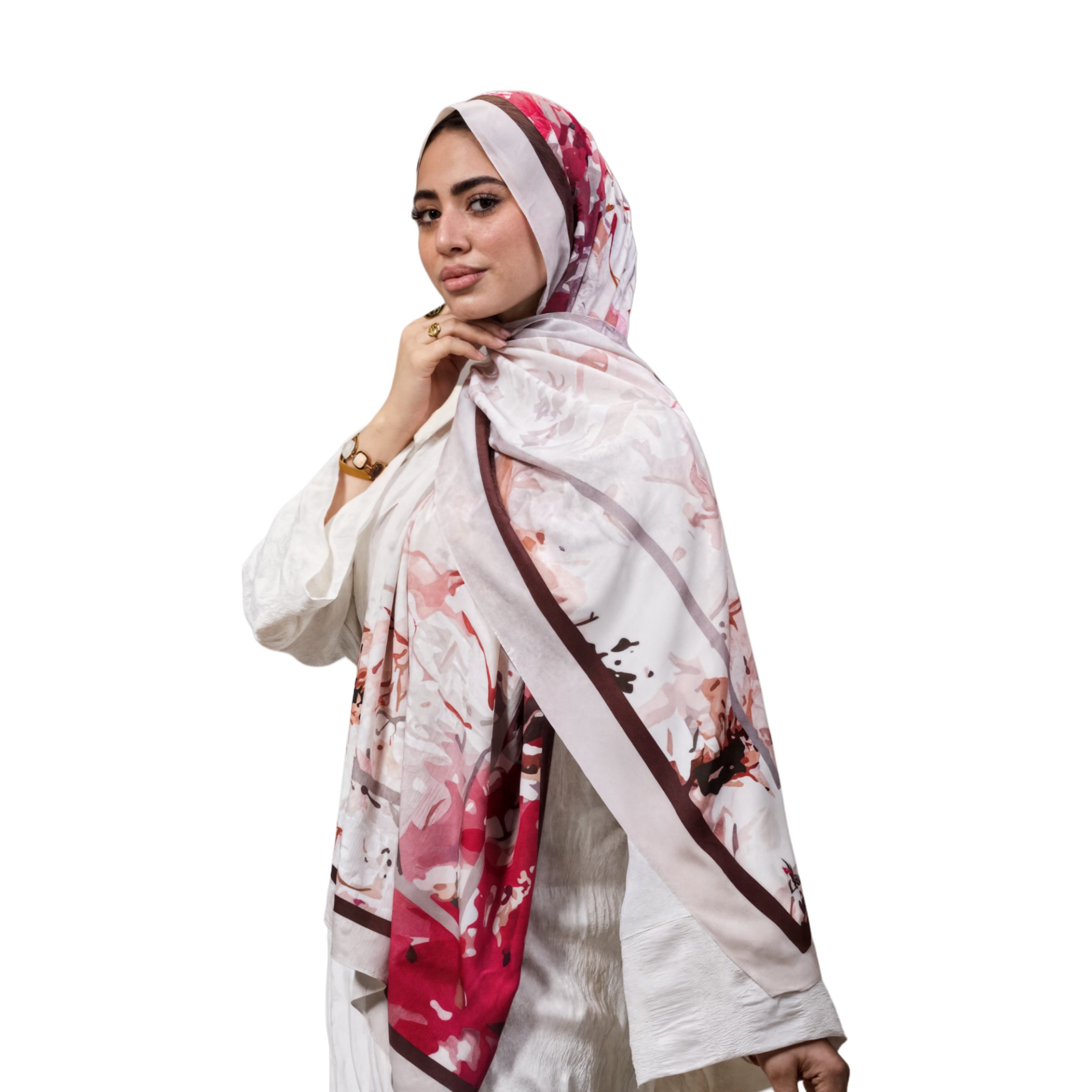 Blush & Burgundy Bloom Scarf